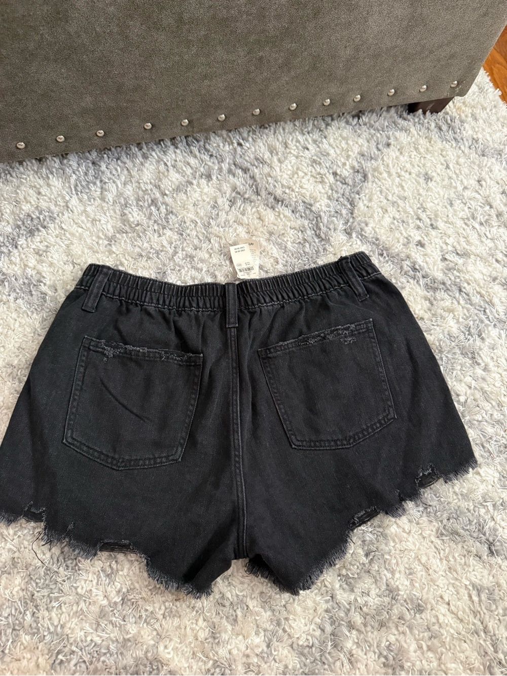 aerie Black Distressed High-Rise Denim Shorts - Picture 3 of 4